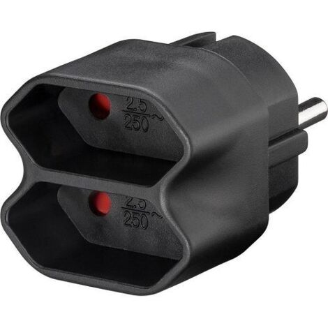 Adaptador doble de Enchufes Europeo Negro (1/4)
