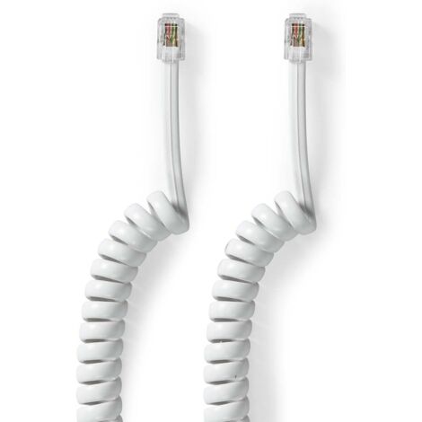 Cable telefonico espiral 4 hilos rj10 4 M Blanco