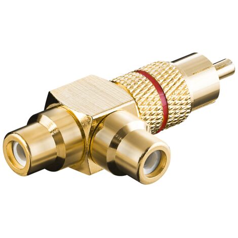 Goobay Adaptador Cinch Y 11388, macho a 2x hembra, dorado, rojo (1/5)