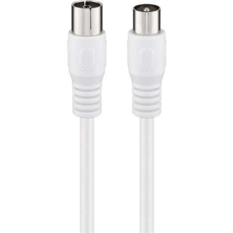 Goobay – Cable de antena (Clase A +, 95 Db), 3 x Cable de antena (apantallado Clase A +, 95 Db), 3 x apantallamiento, 5 m, color blanco – Coaxial de macho coaxial hembra (completamente apantallado) (1/3)