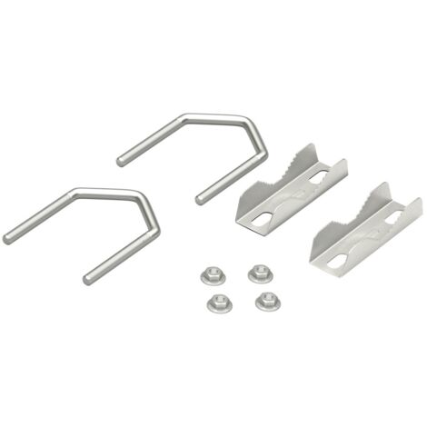 goobay Abrazadera dentada 60504 hasta 60 mm, doble abrazadera para soporte de mástil satélite, soporte de barra en U, para montaje en barandilla y barandilla de balcón, juego de 2, Gris (1/5)