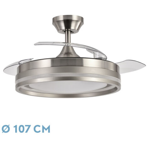 Ventilador de techo LED "Cerrato" regulable con control remoto (72W 3CCT 7200lm) IP20 Ø107cm color níquel