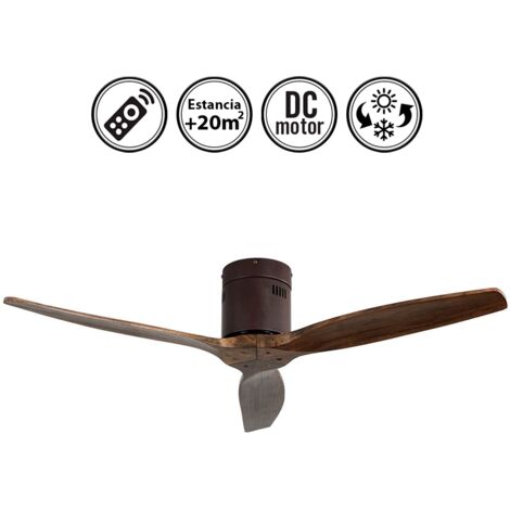 Ventilador de techo "Aguilón" regulable (40W motor DC 44dB) IP20 Ø132cm color madera oscura