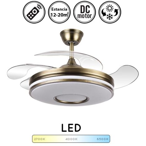 Ventilador de techo LED "Dani" regulable con control remoto (59W 3CCT 6980lm) IP20 Ø107cm color cuero