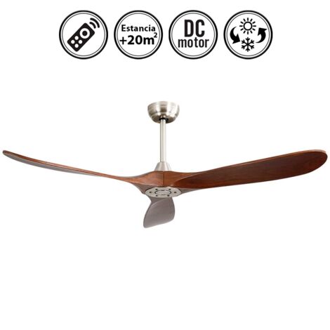Ventilador Dc Marin Niquel 3 Aspas Roble Sin Luz 6 Velocidades Remoto Temporizador 152d 24 (1/5)