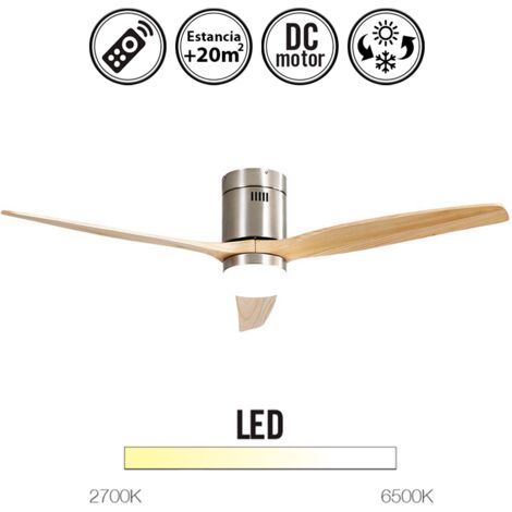 Ventilador de techo con luz silencioso DC con mando Aguilon haya 132 cm invierno-verano color luz regulable