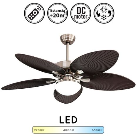 Ventilador de techo Abrila BORASCO para interior doméstico, motor DC, luz LED 24W 2950Lm, 5 aspas, 6 velocidades, mando, memoria y temporizador (1/5)