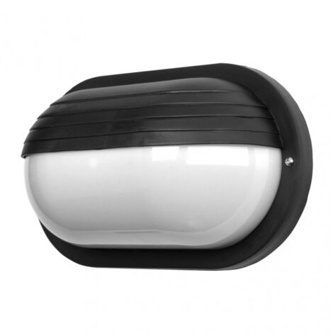 Aplique ext.oval canopus grande 1xe27 policarb.negro ip44 10x26x15 cm
