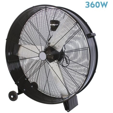 Abrila MAXIMUM 213371009 ventilador industrial para interior 360W con ruedas, 3 velocidades, 87 cm, motor AC, aspas de aluminio, alto rendimiento, color negro