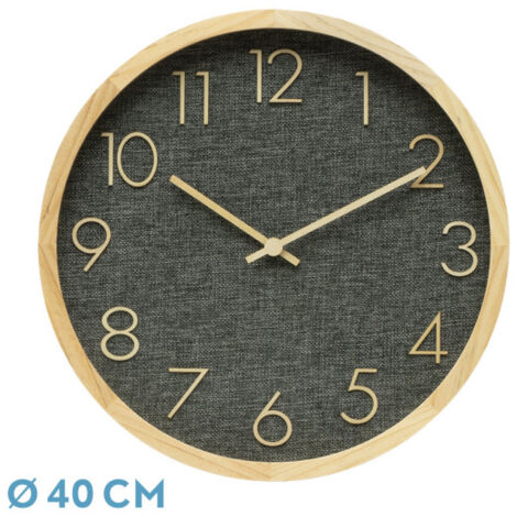 Reloj de pared ROSELLON haya gris 40x40x4.5 cm movimiento continuo