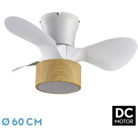 Ventilador de techo LED "Kos" regulable con control remoto (24W 3CCT 2390lm) IP20 Ø60cm color blanco y haya