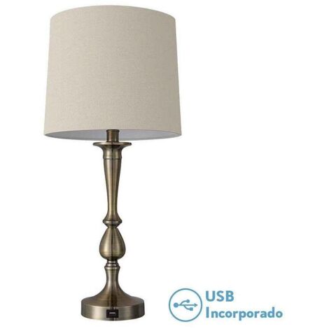 Sobremesa khalifa 1xe27 cuero 60´5x28x28 cm puerto usb