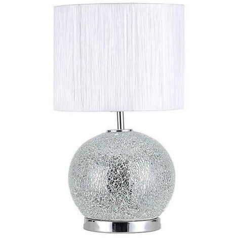 Sobremesa cristal Secoya 1xE27 led 5W 4000K mosaico espejo cromo pantalla blanca