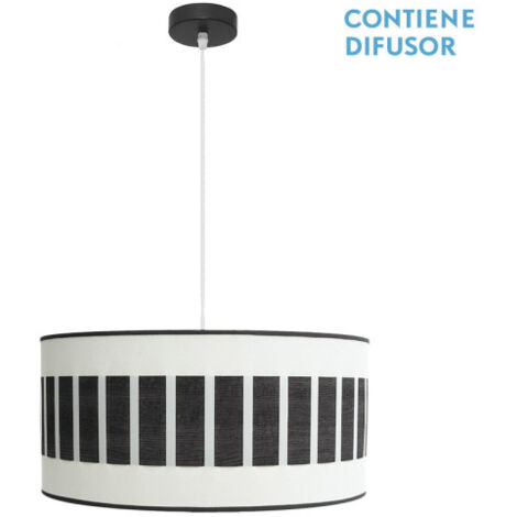 FABRILAMP Colgante Ivanna 2xe27 Negro/blanco-madera Negra Regx50x50 Cm (1/2)