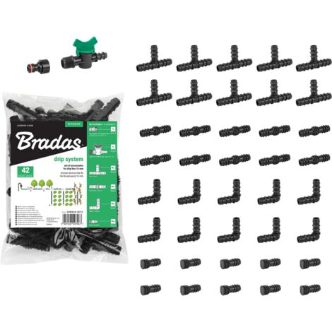 Kit de accesorios para línea de riego por goteo 16 mm, 42 piezas, ideal para sistemas de riego agrícola y jardinería, fácil instalación y uso eficiente. (1/3)