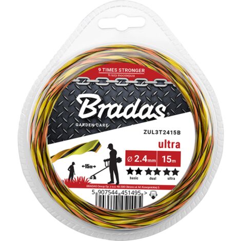 Hilo de corte para desbrozadora, Ultra L3 Twist, modelo 1,6 mm x 15 m blister, uso en jardinería, corte trenzado silencioso, alta precisión y resistencia (1/2)