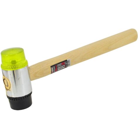 Martillo de goma Awtools 455g mango de madera, ideal para trabajos de impacto controlado, cabeza de goma negra, sin dañar superficies y absorción de vibraciones (1/3)