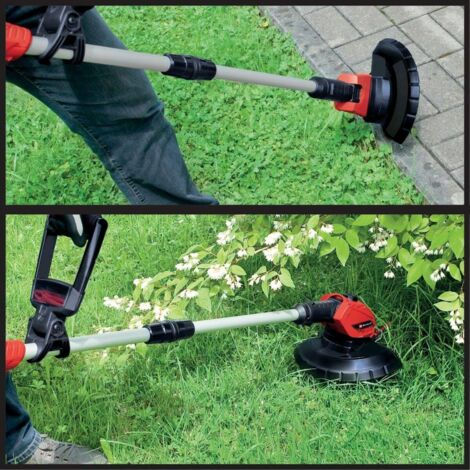 Einhell Recortadora con batería GE-CT 18 Li (1 x 2,5 Ah) Power X-Change (18 V, Cabezal de Motor Giratorio + inclinable, Flowerguard, Incl. 20 Cuchillas de plástico y batería de 2,5 Ah + Cargador)