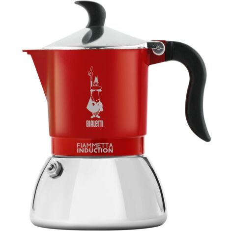 Bialetti Fiammetta Cafetera de inducción, 4 tazas (150 ml), Apto para todos los fuegos, Diseño elegante, Rojo