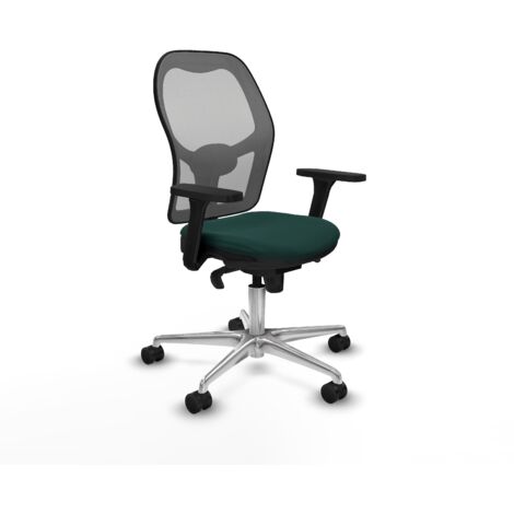 Jorquera sincro malla gris similpiel verde botella brazos 3D base aluminio ruedas 65mm nailon (1/5)