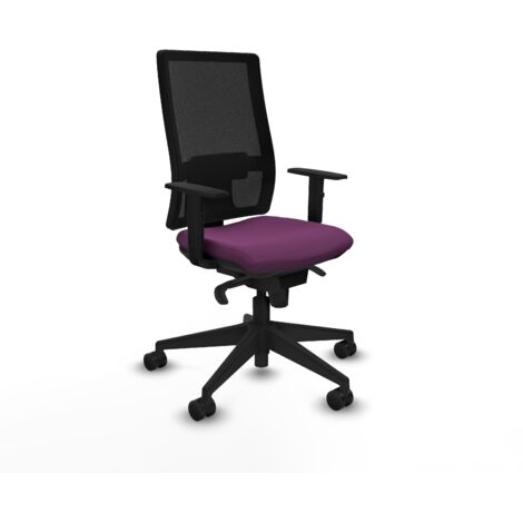 Horna sincro malla negra similpiel morado brazos 1D base piramidal ruedas 65mm nailon (1/5)