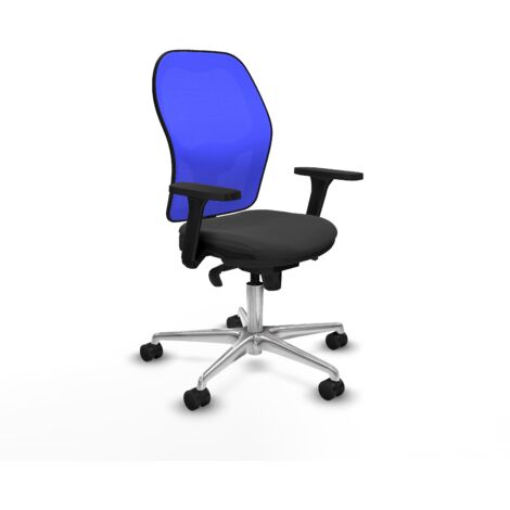 Jorquera sincro malla azul similpiel gris oscuro brazos 3D base aluminio ruedas 65mm nailon (1/5)