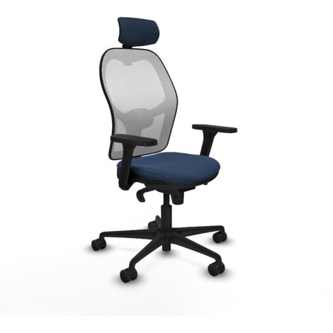 Jorquera sincro malla blanca similpiel azul marino brazos 3D base nailon cabecero 2D ruedas 65mm nailon (1/5)