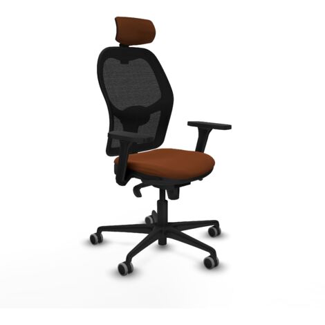 Jorquera sincro malla negra similpiel marrón brazos 3D base nailon cabecero 2D ruedas 65mm engomada (1/5)