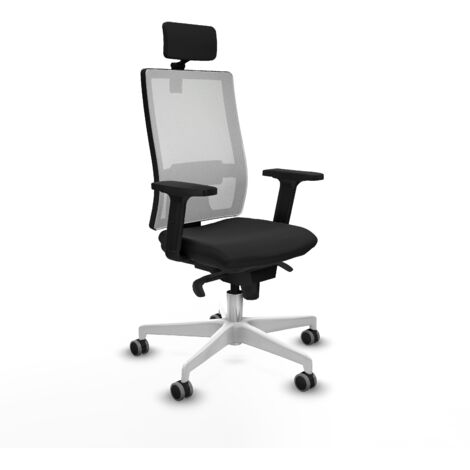 Horna sincro malla blanca similpiel negro brazos 2D base blanca cabecero 2D ruedas 65mm engomadas (1/5)