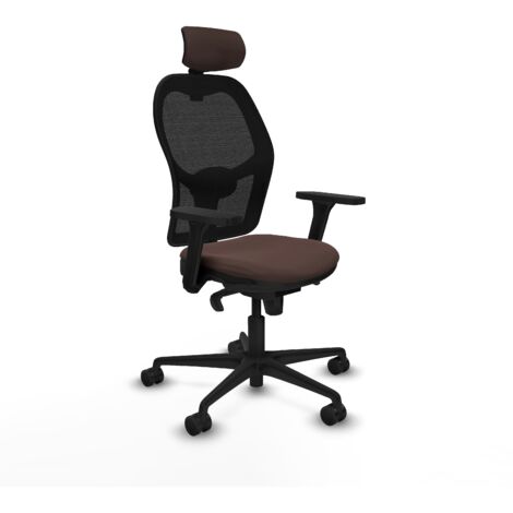 Jorquera sincro malla negra similpiel marrón oscuro brazos 3D base nailon cabecero 2D ruedas 65mm nailon (1/5)