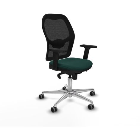 Jorquera sincro malla negra similpiel verde botella brazos 2D base aluminio ruedas 65mm engomada (1/5)