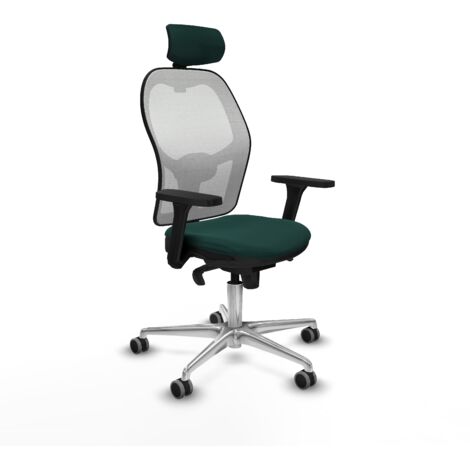 Jorquera sincro malla blanca similpiel verde botella brazos 3D base aluminio cabecero 2D ruedas 65mm engomada (1/5)