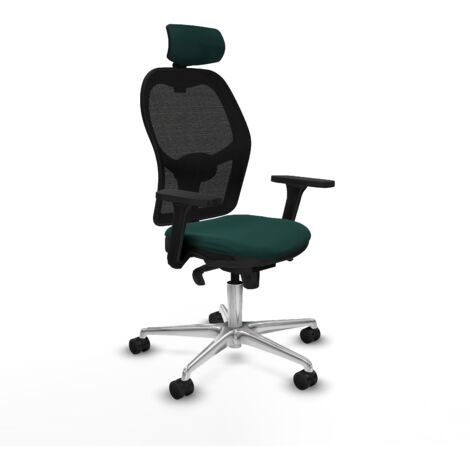 Jorquera sincro malla negra similpiel verde botella brazos 3D base aluminio cabecero 2D ruedas 65mm nailon (1/5)