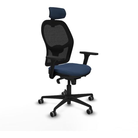 Jorquera sincro malla negra similpiel azul marino brazos 3D base nailon cabecero 2D ruedas 65mm engomada (1/5)