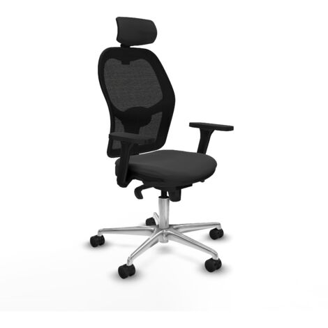 Jorquera sincro malla negra similpiel gris oscuro brazos 3D base aluminio cabecero 2D ruedas 65mm nailon (1/5)