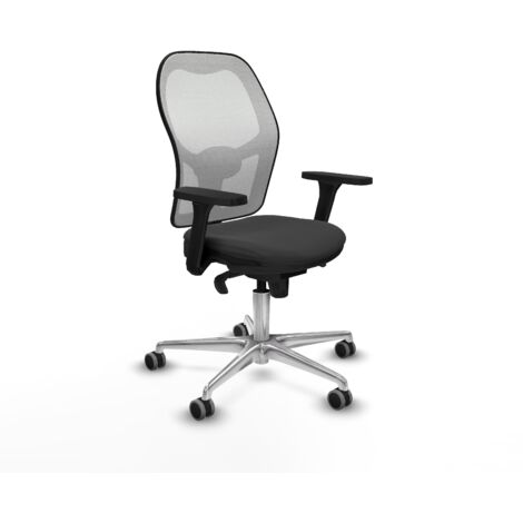 Jorquera sincro malla blanca similpiel gris oscuro brazos 3D base aluminio  ruedas 65mm engomada (1/5)