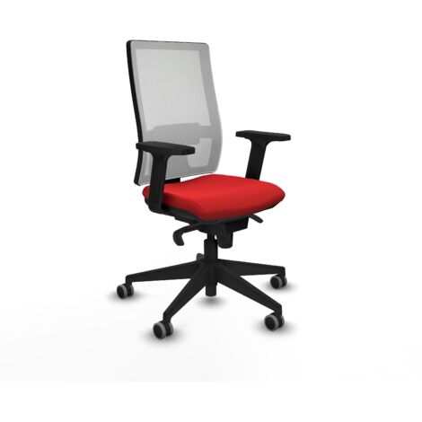 Horna sincro malla blanca similpiel rojo brazos 2D base piramidal ruedas 65mm engomadas (1/5)