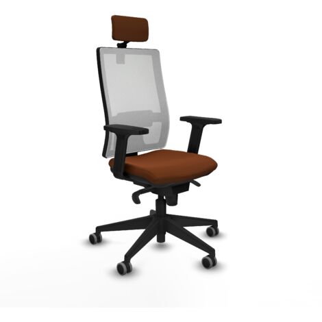 Horna sincro malla blanca similpiel marrón brazos 2D base piramidal cabecero 2D ruedas 65mm engomadas (1/5)