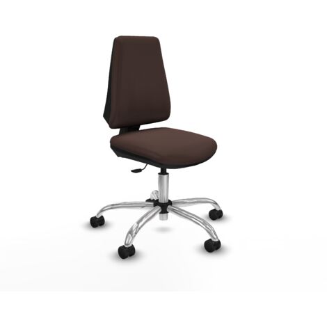 Elche CP similpiel marrón oscuro base cromada ruedas nailon 65mm
