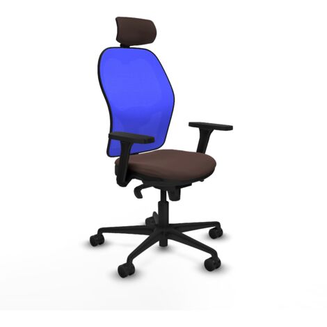 Jorquera sincro malla azul similpiel marrón oscuro brazos 3D base nailon cabecero 2D ruedas 65mm nailon (1/5)