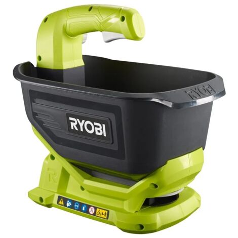 Ryobi - Esparcidor de Mano a Batería 18V One+ - Velocidad y Anchura de Esparcimiento Ajustables - Capacidad de la Cubeta 4L / 5kg - Mango con Interruptor - sin Batería ni Cargador - OSS1800