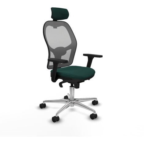 Jorquera sincro malla gris similpiel verde botella brazos 3D base aluminio cabecero 2D ruedas 65mm nailon (1/5)