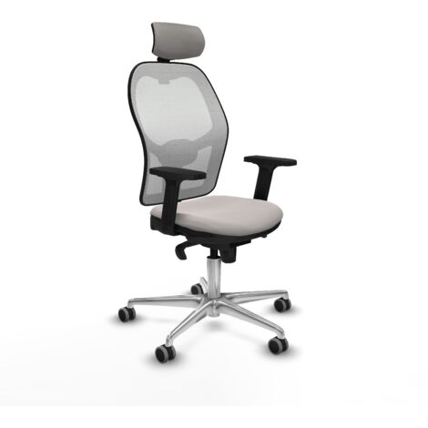 Jorquera sincro malla blanca similpiel blanco brazos 2D base aluminio cabecero 2D ruedas 65mm engomada (1/5)