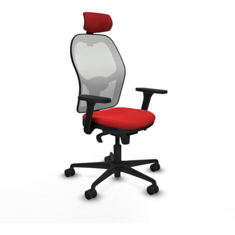 Jorquera sincro malla blanca similpiel rojo brazos 3D base nailon cabecero 2D ruedas 65mm nailon (1/5)