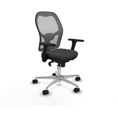 Jorquera sincro malla gris similpiel gris oscuro brazos 3D base aluminio ruedas 65mm nailon (1/5)