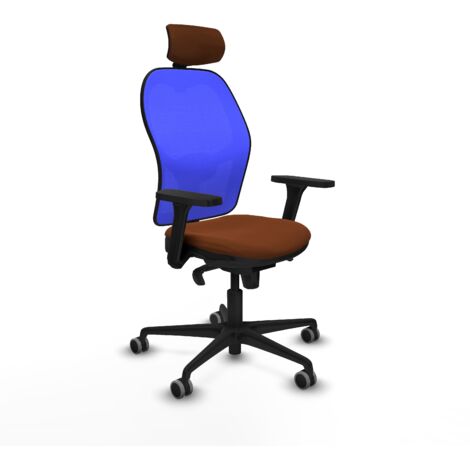 Jorquera sincro malla azul similpiel marrón brazos 3D base nailon cabecero 2D ruedas 65mm engomada (1/5)