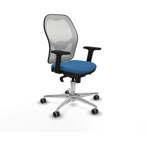 Jorquera sincro malla blanca similpiel azul claro brazos 2D base aluminio ruedas 65mm engomada (1/5)