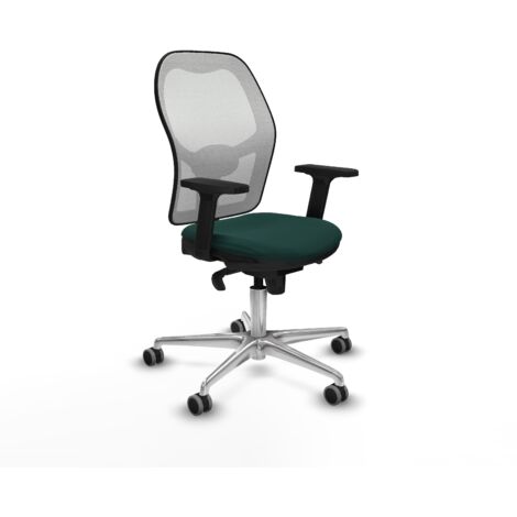 Jorquera sincro malla blanca similpiel verde botella brazos 2D base aluminio ruedas 65mm engomada (1/5)