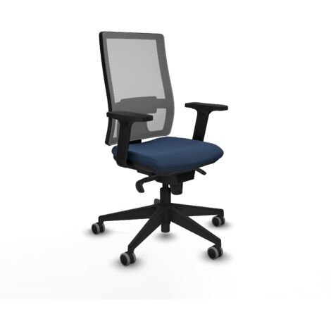 Horna sincro malla gris similpiel azul marino brazos 2D base piramidal ruedas 65mm engomadas (1/5)
