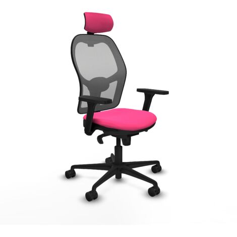 Jorquera sincro malla gris similpiel rosa brazos 3D base nailon cabecero 2D ruedas 65mm nailon (1/5)